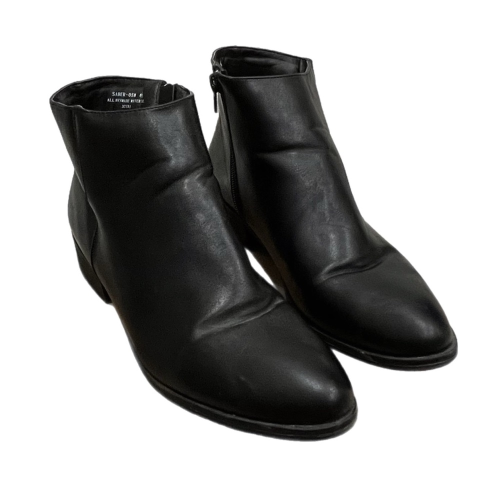Solid Black Ankle Zip Booties 8.5